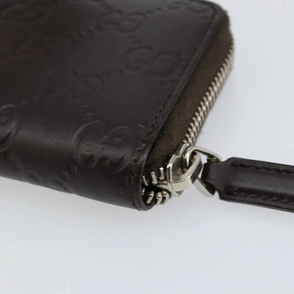 GUCCI GG Canvas Guccissima Wallet Leather Brown Silver 255452 Auth am9231 - Picture 8 of 16